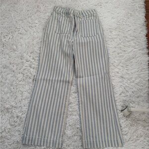 ROLLA'S High-Rise Wide Leg Jeans in Blue and Cream Vertical Stripe